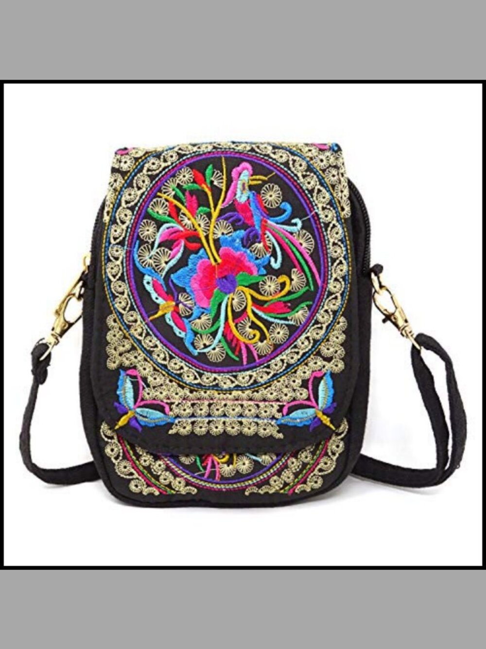 Yunnan Ethnic Style Handmade Embroidered Canvas Crossbody Mini Bag